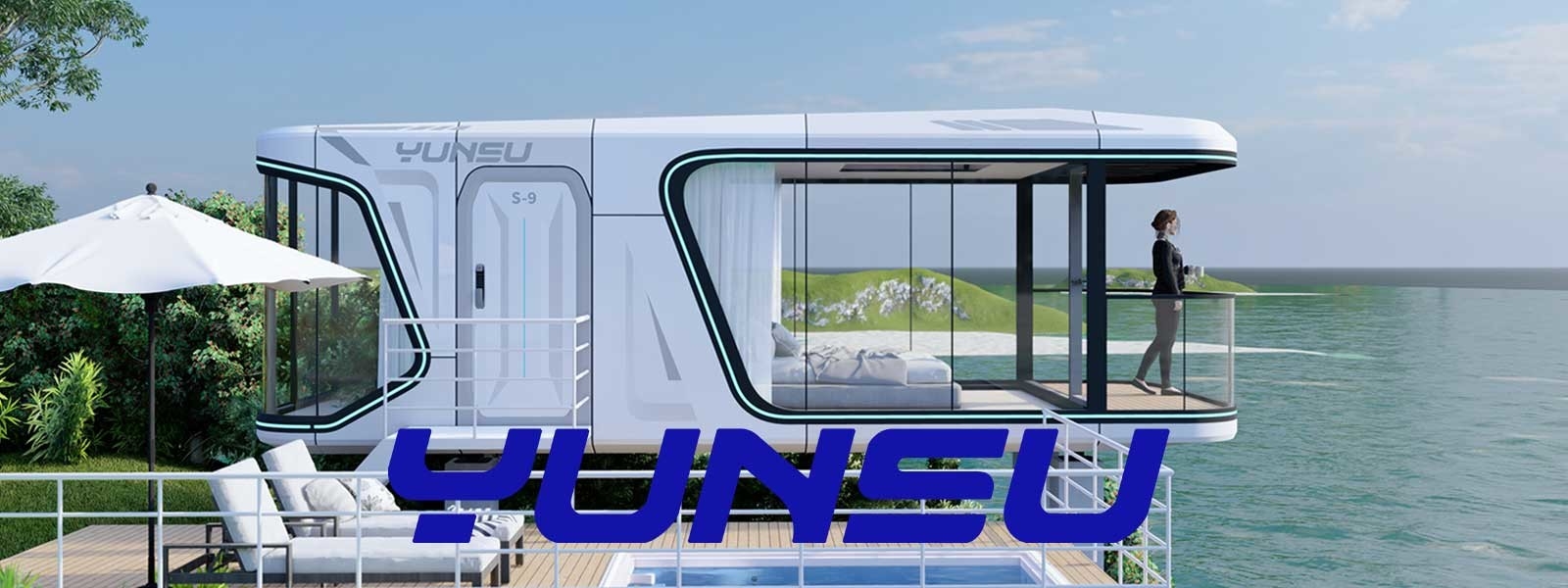 YUNSU S9 Luxury Prefab Tiny Home Mobile Sleeping Homestay Capsule House With Skylight System